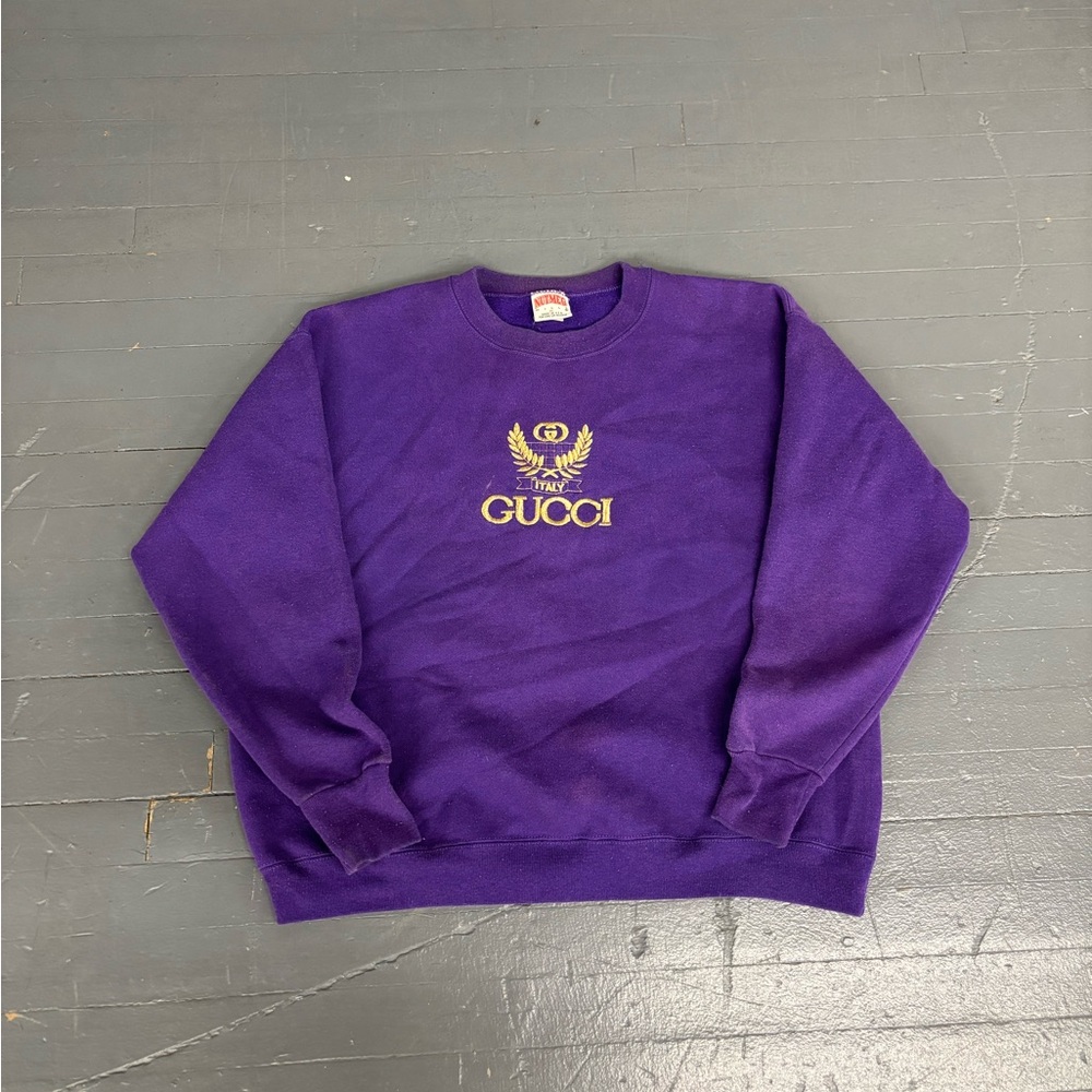 Vintage 90s Gucci boot embroidered sweatshirt